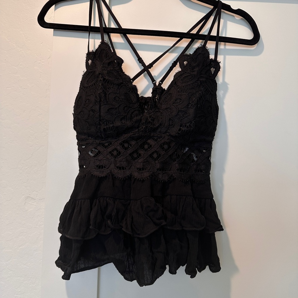 Anemone Black Textured Top